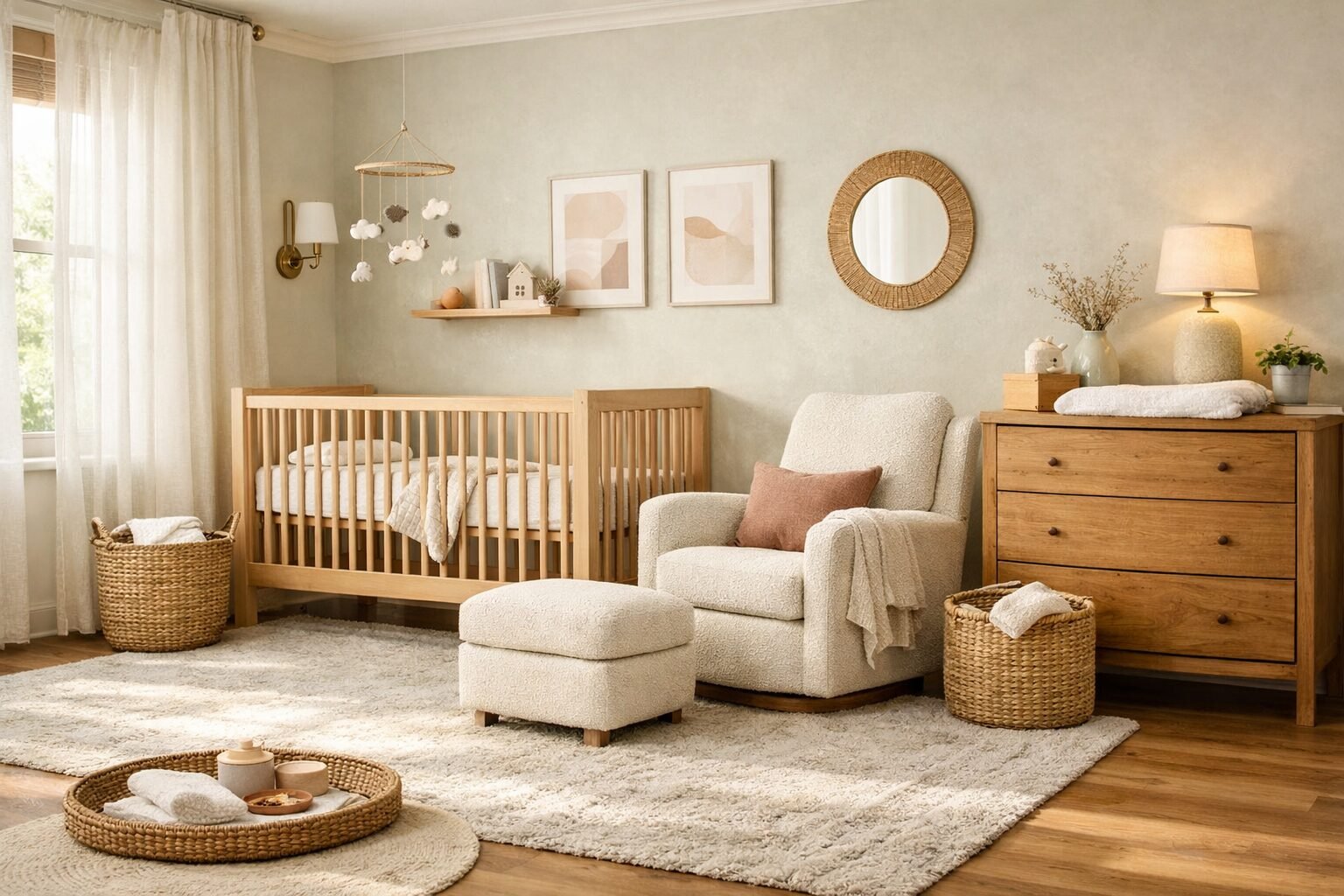 Cozy nursery with soft neutral tones